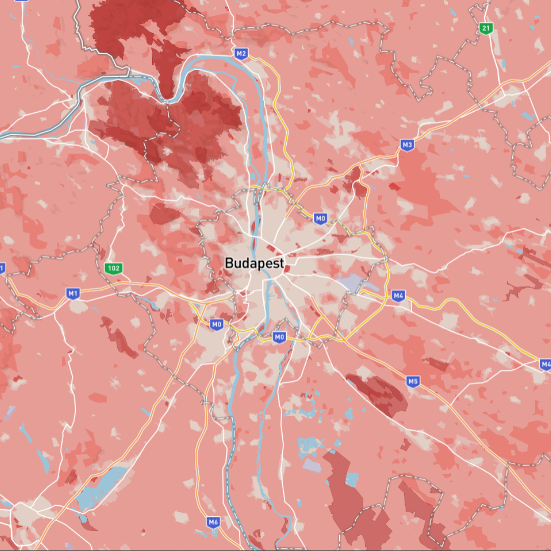 Because of all the area coloring, I just used red on many areas. It ended up looking like a painting or a weather heat vision filter when I was hovering over the capital city, so I started zooming in.